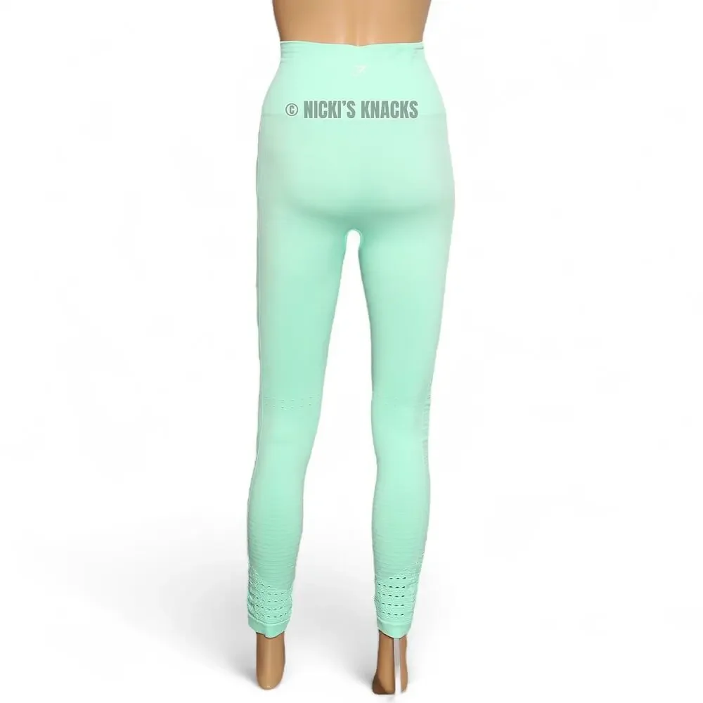 Gymshark Energy Seamless Leggings Eyelet Vented Pistachio Mint Green Size S - Picture 7 of 11